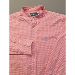 Polo Ralph Lauren Mens 2XL Pink White Gingham Check Button Down Preppy Easter